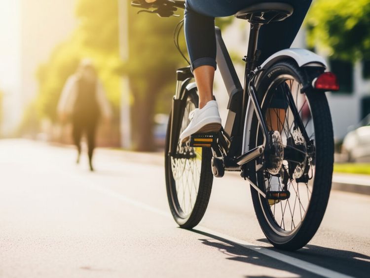 Fahrräder rollen über den Radweg
