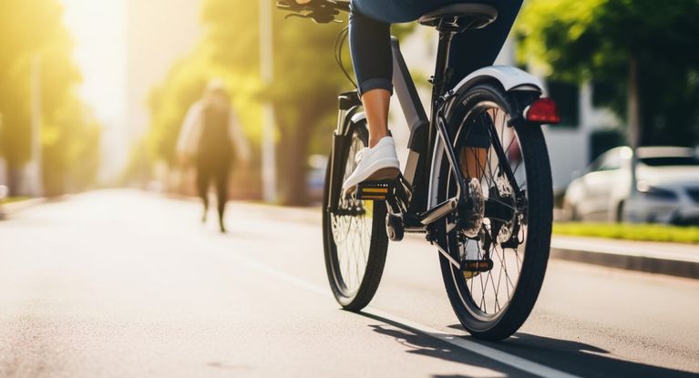 Fahrräder rollen über den Radweg