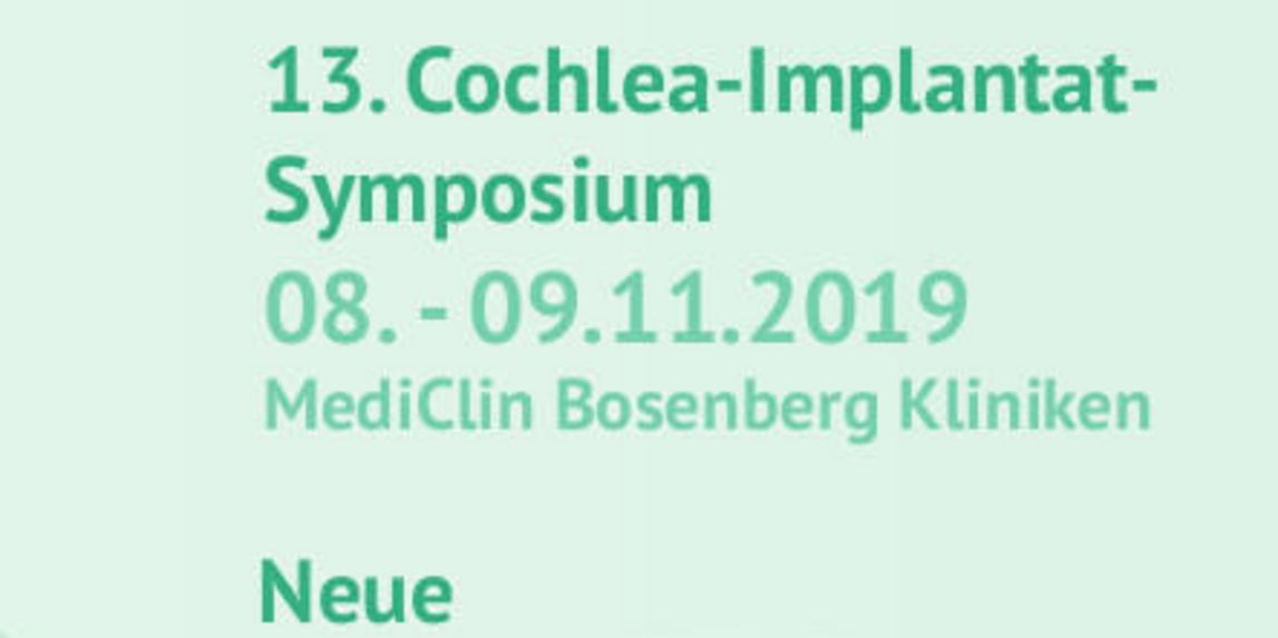 Einladung zum Cochlea-Implantat-Symposium am 08. und 09.11.2019