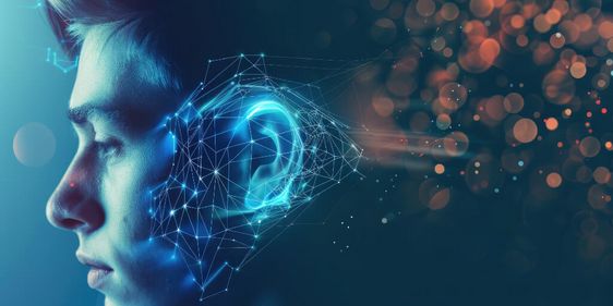 Computergrafik eines menschlichen Ohrs in Großaufnahme