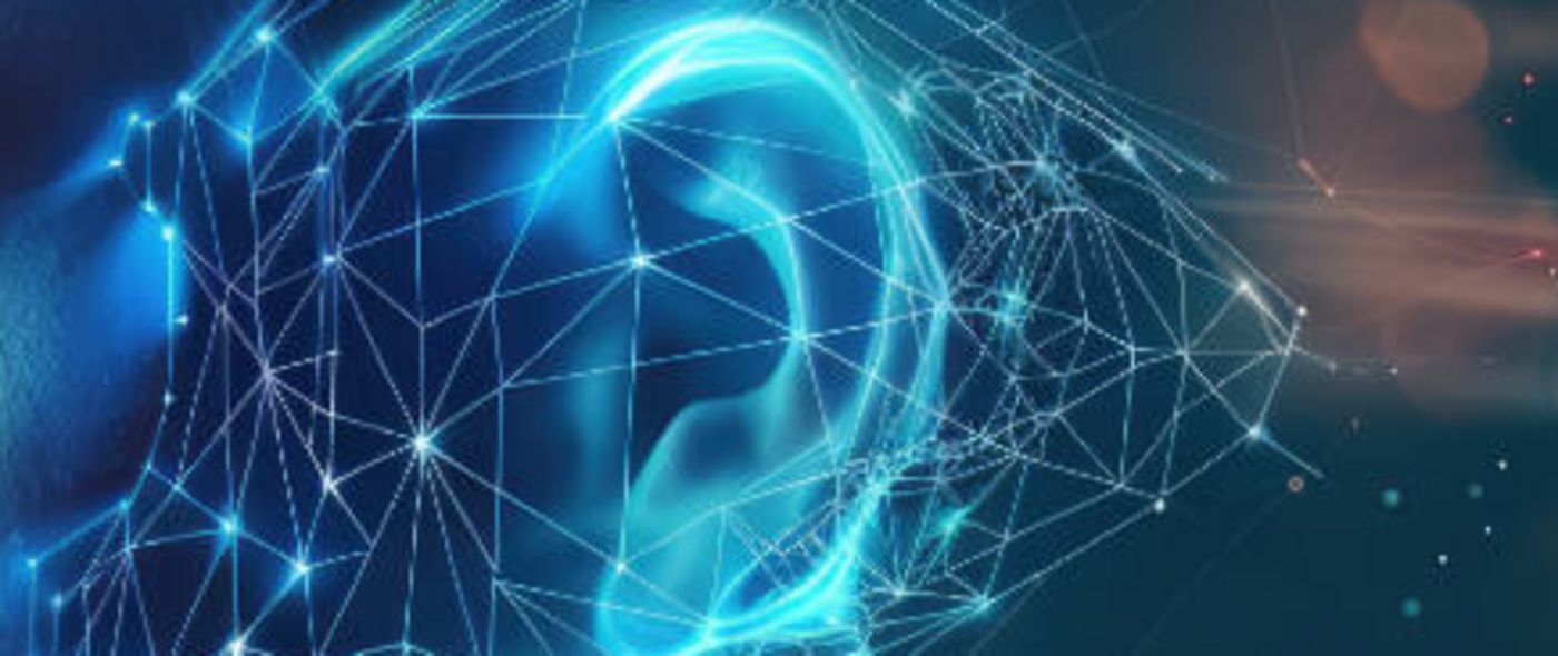 Computergrafik eines menschlichen Ohrs in Großaufnahme