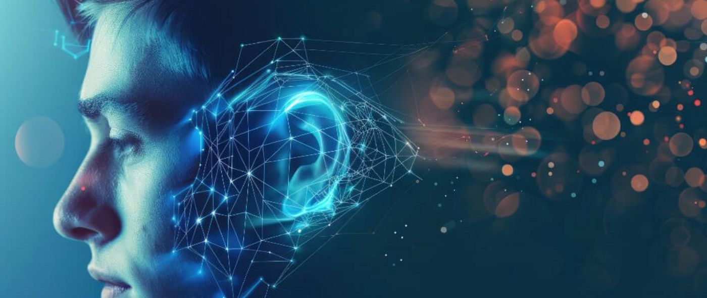 Computergrafik eines menschlichen Ohrs in Großaufnahme